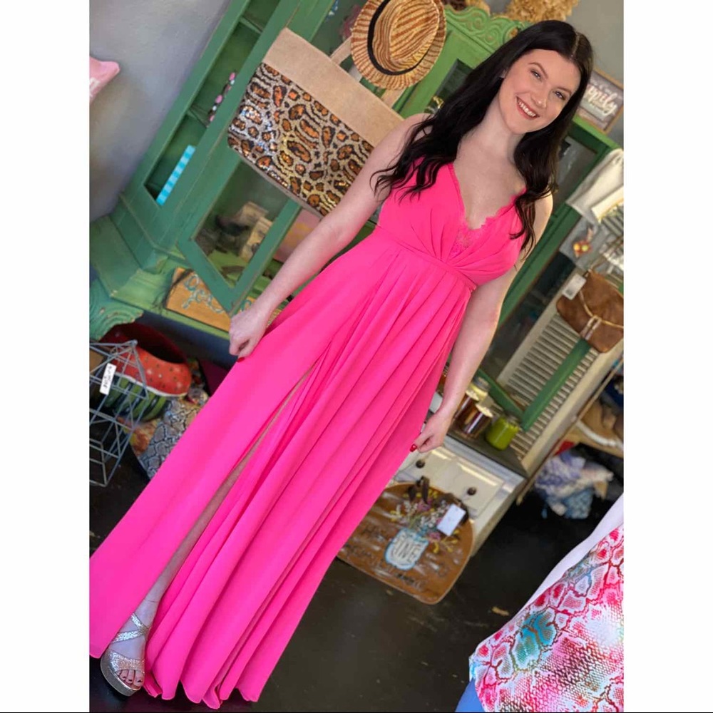 Hot pink prom dress